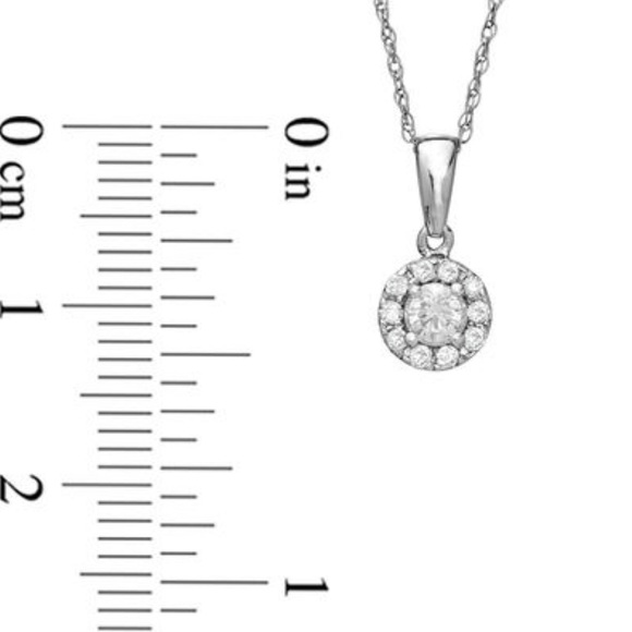 ✨Zales 1/4CT T.W Diamond Round Frame Pendant in 10K White Gold - Picture 2 of 12